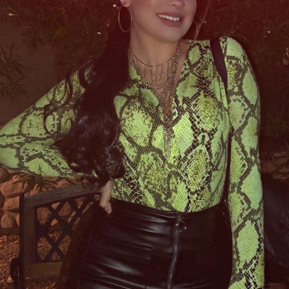 Snake print green bodysuit